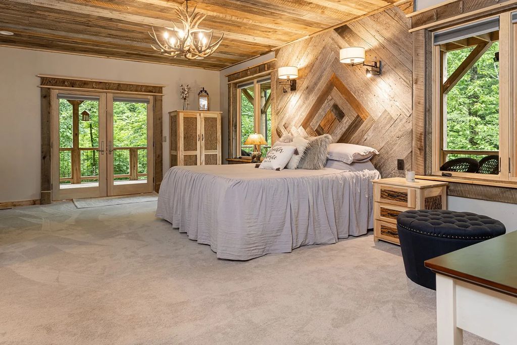 The Estate in Canton incorporates elements from the land with sustainable materials, now available for sale. This home located at 16 Gihon Waters Trl, Canton, North Carolina