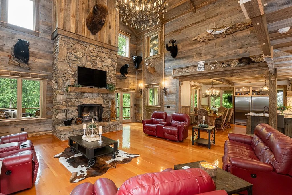 The Estate in Canton incorporates elements from the land with sustainable materials, now available for sale. This home located at 16 Gihon Waters Trl, Canton, North Carolina