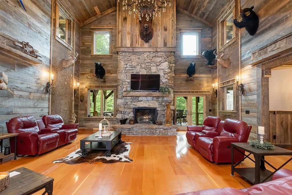 The Estate in Canton incorporates elements from the land with sustainable materials, now available for sale. This home located at 16 Gihon Waters Trl, Canton, North Carolina