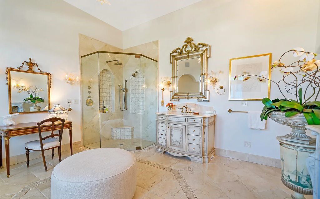 930 S Ocean Boulevard, Palm Beach, Florida, is one of the most magnificent houses in the area, with fully furnished rooms and modern appliances. The entire floor is made of the best hardwood, marble, and tile materials.