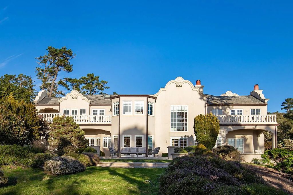 3410 Seventeen Mile Drive positioned on the 12th hole of the renowned Pebble Beach Golf Links, this property sits on a beautifully manicured 2.42-acre parcel, making it one of the largest properties on the course. The estate offers a gated entrance, ensuring privacy and security for its residents.