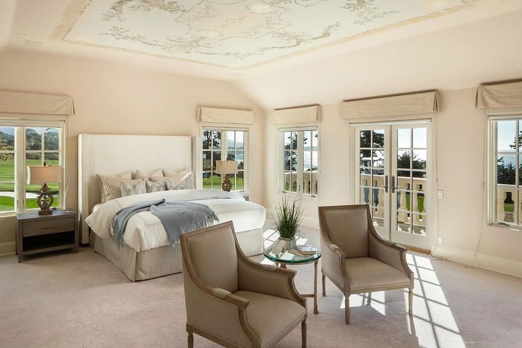 3410 Seventeen Mile Drive positioned on the 12th hole of the renowned Pebble Beach Golf Links, this property sits on a beautifully manicured 2.42-acre parcel, making it one of the largest properties on the course. The estate offers a gated entrance, ensuring privacy and security for its residents.
