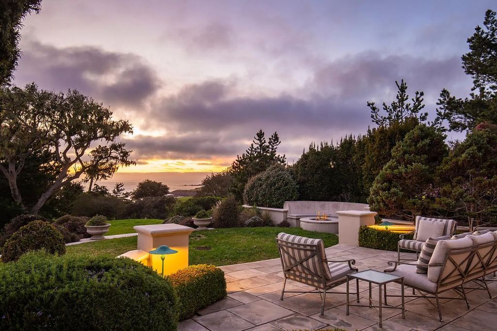 3410 Seventeen Mile Drive positioned on the 12th hole of the renowned Pebble Beach Golf Links, this property sits on a beautifully manicured 2.42-acre parcel, making it one of the largest properties on the course. The estate offers a gated entrance, ensuring privacy and security for its residents.