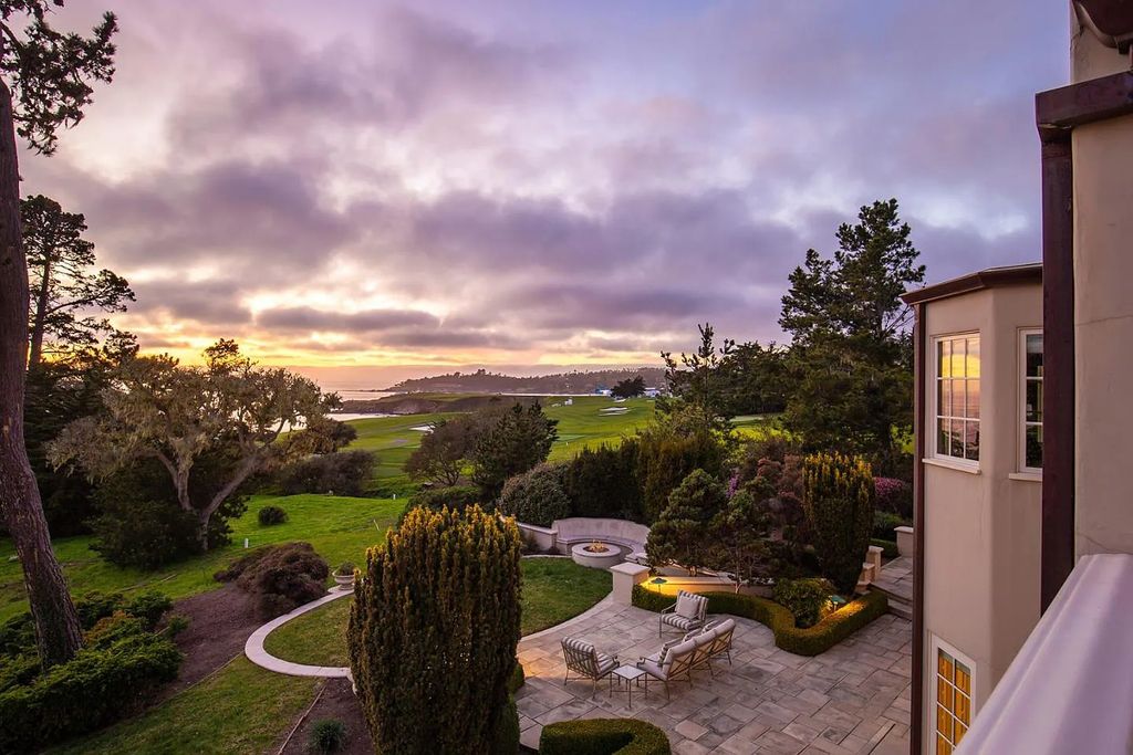 3410 Seventeen Mile Drive positioned on the 12th hole of the renowned Pebble Beach Golf Links, this property sits on a beautifully manicured 2.42-acre parcel, making it one of the largest properties on the course. The estate offers a gated entrance, ensuring privacy and security for its residents.