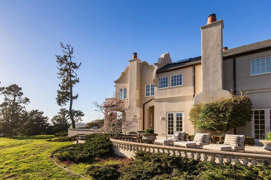 3410 Seventeen Mile Drive positioned on the 12th hole of the renowned Pebble Beach Golf Links, this property sits on a beautifully manicured 2.42-acre parcel, making it one of the largest properties on the course. The estate offers a gated entrance, ensuring privacy and security for its residents.