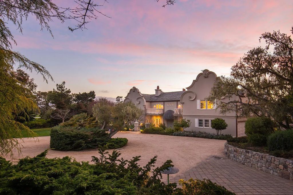 3410 Seventeen Mile Drive positioned on the 12th hole of the renowned Pebble Beach Golf Links, this property sits on a beautifully manicured 2.42-acre parcel, making it one of the largest properties on the course. The estate offers a gated entrance, ensuring privacy and security for its residents.