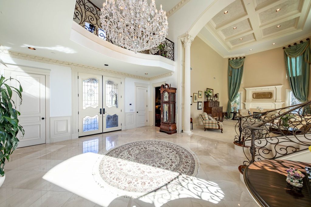 This North-facing French-inspired estate is located in the prestigious Bradbury Estates, an exclusive equestrian and estate community close to L.A., Pasadena, and the Santa Anita Race Track. Built in 2000 by Mur-sol, this custom estate boasts 6 bedrooms with walk-in closets, including a downstairs guest wing with a private bath, and a library.