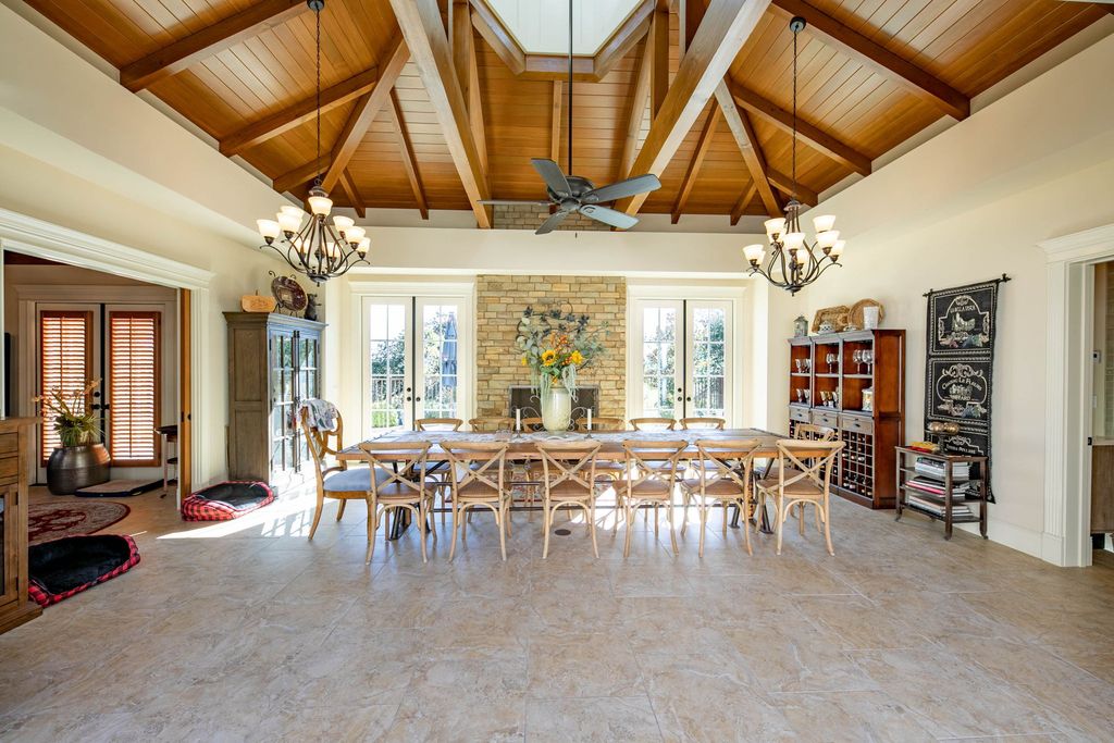 This North-facing French-inspired estate is located in the prestigious Bradbury Estates, an exclusive equestrian and estate community close to L.A., Pasadena, and the Santa Anita Race Track. Built in 2000 by Mur-sol, this custom estate boasts 6 bedrooms with walk-in closets, including a downstairs guest wing with a private bath, and a library.