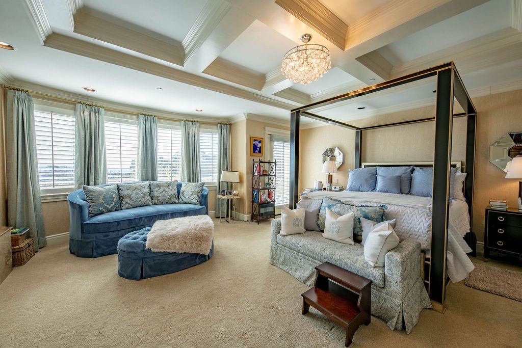 This North-facing French-inspired estate is located in the prestigious Bradbury Estates, an exclusive equestrian and estate community close to L.A., Pasadena, and the Santa Anita Race Track. Built in 2000 by Mur-sol, this custom estate boasts 6 bedrooms with walk-in closets, including a downstairs guest wing with a private bath, and a library.