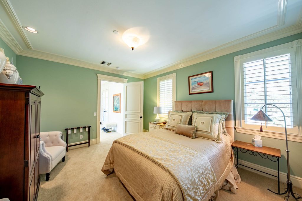 This North-facing French-inspired estate is located in the prestigious Bradbury Estates, an exclusive equestrian and estate community close to L.A., Pasadena, and the Santa Anita Race Track. Built in 2000 by Mur-sol, this custom estate boasts 6 bedrooms with walk-in closets, including a downstairs guest wing with a private bath, and a library.