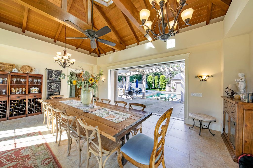 This North-facing French-inspired estate is located in the prestigious Bradbury Estates, an exclusive equestrian and estate community close to L.A., Pasadena, and the Santa Anita Race Track. Built in 2000 by Mur-sol, this custom estate boasts 6 bedrooms with walk-in closets, including a downstairs guest wing with a private bath, and a library.