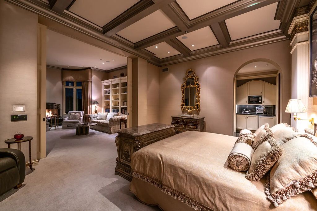 55 Beverly Park is a grand-scale residence located in the exclusive guard-gated enclave of Beverly Park. This luxurious estate, expertly designed by acclaimed architect Bob Ray Offenhauser, exudes an air of French Chateau meets Southern California living, and sits on 2.89 acres of romantic French-style garden landscaping.