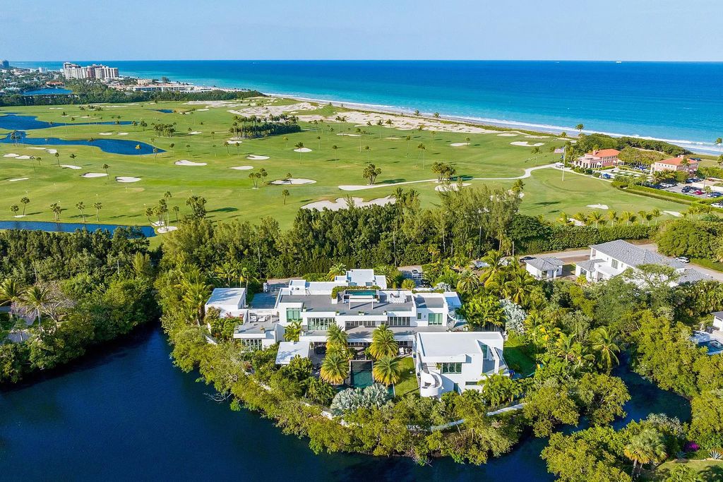 1104 Seminole Boulevard, Villa Azura at Seminole Landing is a contemporary architectural masterpiece nestled in the oceanfront community of North Palm Beach, Florida.