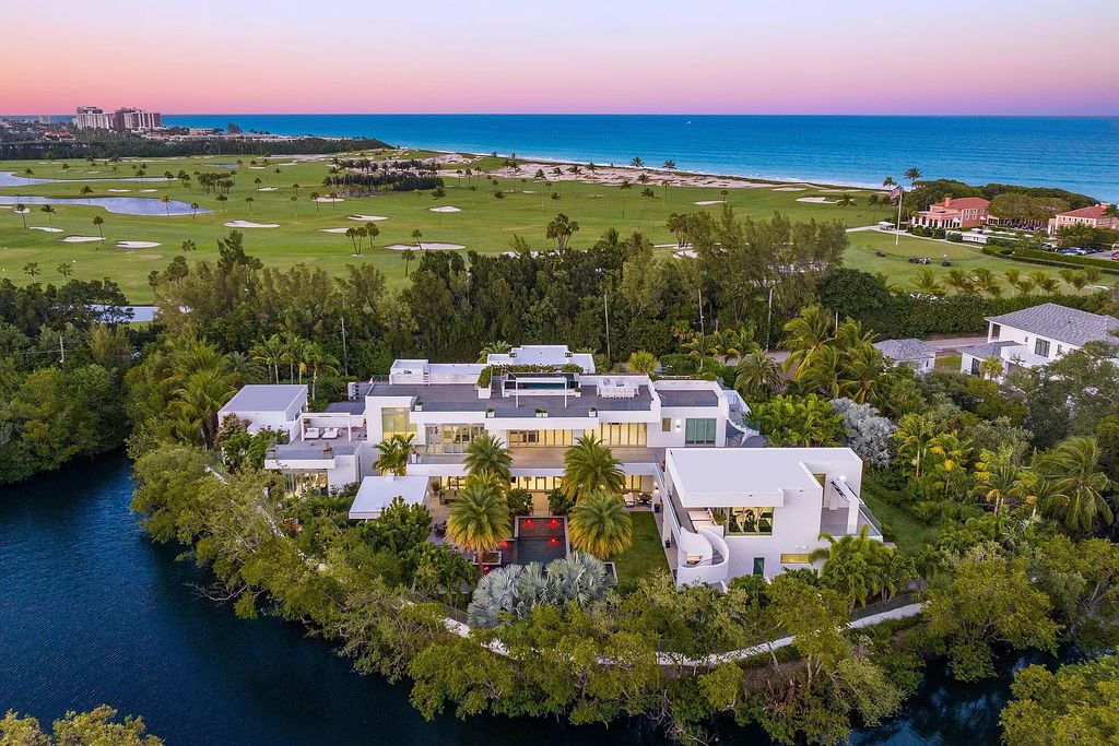 1104 Seminole Boulevard, Villa Azura at Seminole Landing is a contemporary architectural masterpiece nestled in the oceanfront community of North Palm Beach, Florida.