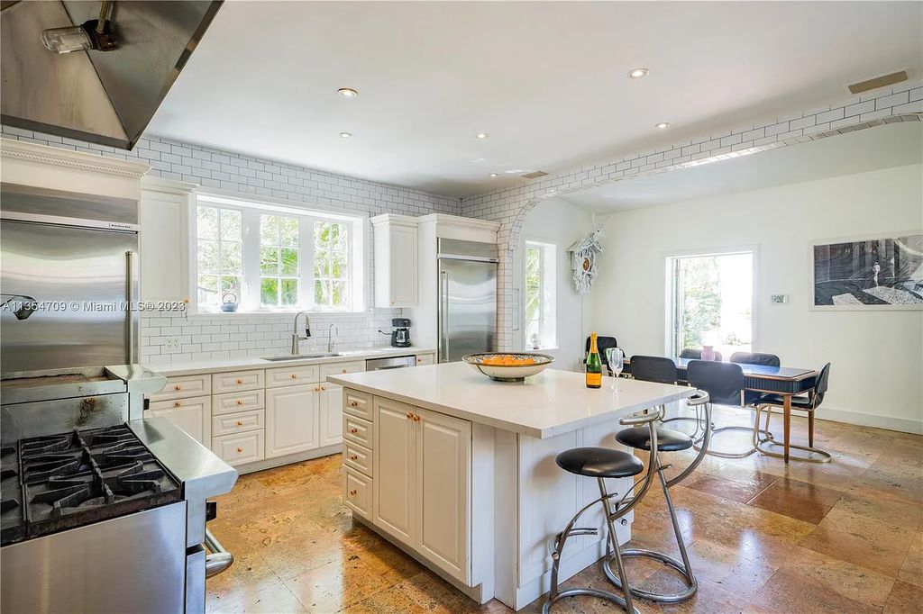 Villa Crono is a stunning Mediterranean-style estate located at 4731 Pine Tree Drive in Miami Beach, Florida. The property features 9 bedrooms, 9 bathrooms, and 9,605 square feet of living space on a rare 42,600 square foot lot with 100 feet of water frontage and no fixed bridges.
