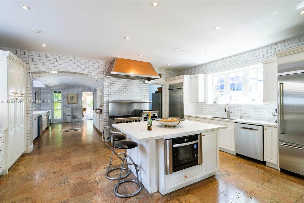 Villa Crono is a stunning Mediterranean-style estate located at 4731 Pine Tree Drive in Miami Beach, Florida. The property features 9 bedrooms, 9 bathrooms, and 9,605 square feet of living space on a rare 42,600 square foot lot with 100 feet of water frontage and no fixed bridges.