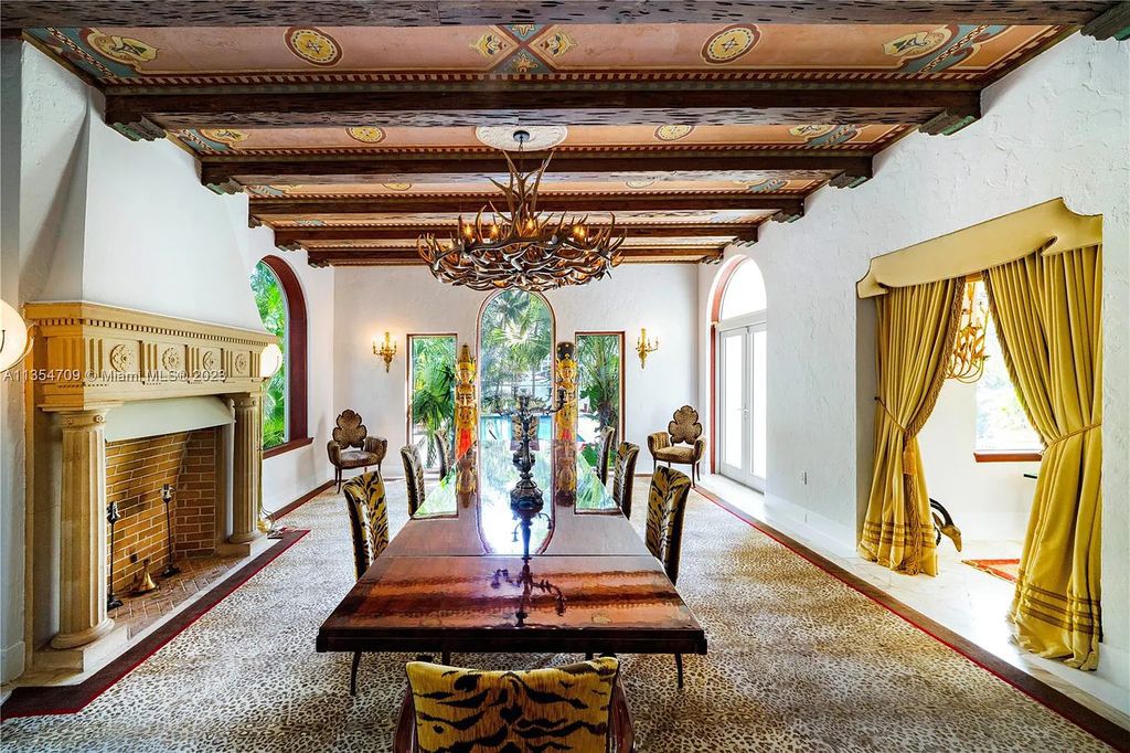 Villa Crono is a stunning Mediterranean-style estate located at 4731 Pine Tree Drive in Miami Beach, Florida. The property features 9 bedrooms, 9 bathrooms, and 9,605 square feet of living space on a rare 42,600 square foot lot with 100 feet of water frontage and no fixed bridges.