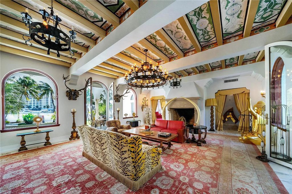 Villa Crono is a stunning Mediterranean-style estate located at 4731 Pine Tree Drive in Miami Beach, Florida. The property features 9 bedrooms, 9 bathrooms, and 9,605 square feet of living space on a rare 42,600 square foot lot with 100 feet of water frontage and no fixed bridges.