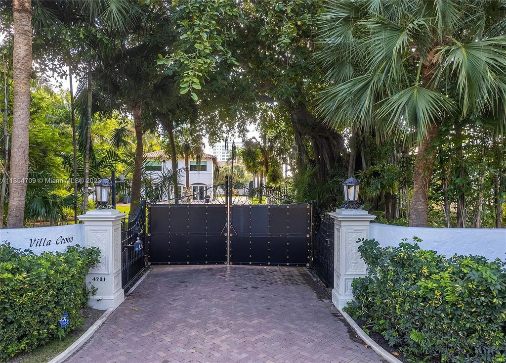 Villa Crono is a stunning Mediterranean-style estate located at 4731 Pine Tree Drive in Miami Beach, Florida. The property features 9 bedrooms, 9 bathrooms, and 9,605 square feet of living space on a rare 42,600 square foot lot with 100 feet of water frontage and no fixed bridges.