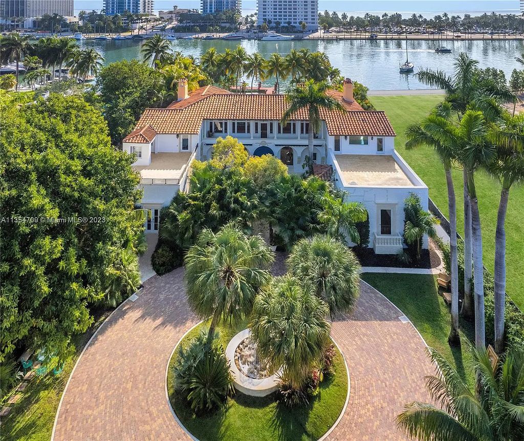 Villa Crono is a stunning Mediterranean-style estate located at 4731 Pine Tree Drive in Miami Beach, Florida. The property features 9 bedrooms, 9 bathrooms, and 9,605 square feet of living space on a rare 42,600 square foot lot with 100 feet of water frontage and no fixed bridges.