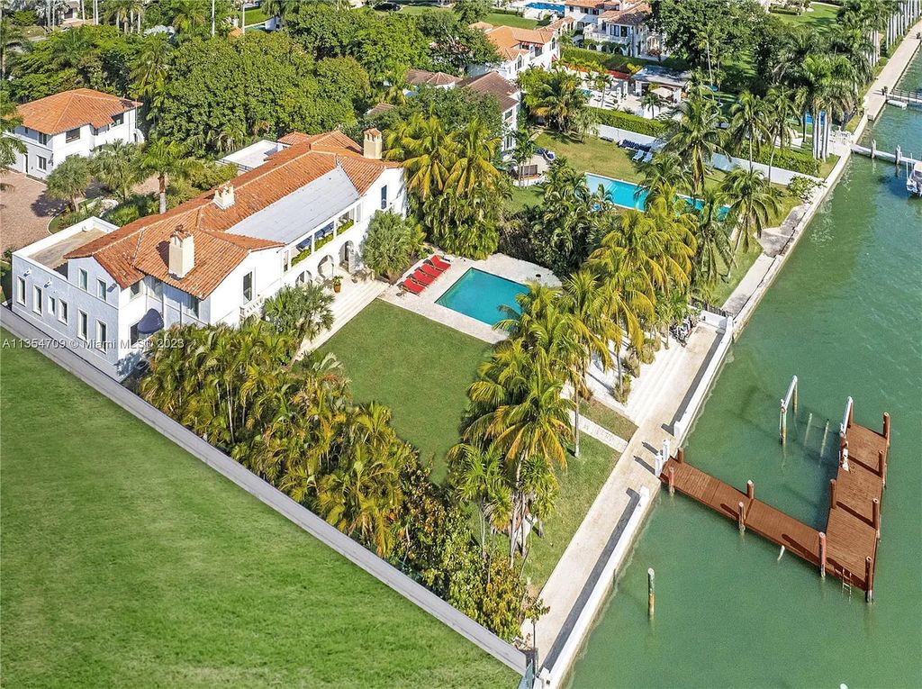 Villa Crono is a stunning Mediterranean-style estate located at 4731 Pine Tree Drive in Miami Beach, Florida. The property features 9 bedrooms, 9 bathrooms, and 9,605 square feet of living space on a rare 42,600 square foot lot with 100 feet of water frontage and no fixed bridges.