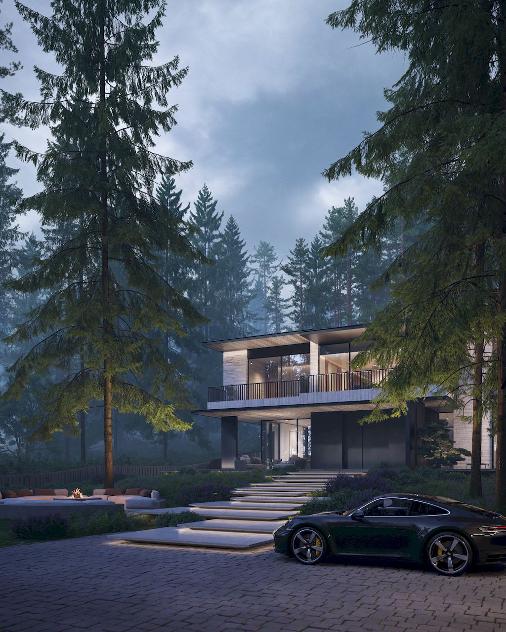 House with Four Views Integrates into Nature by Kerimov Architects