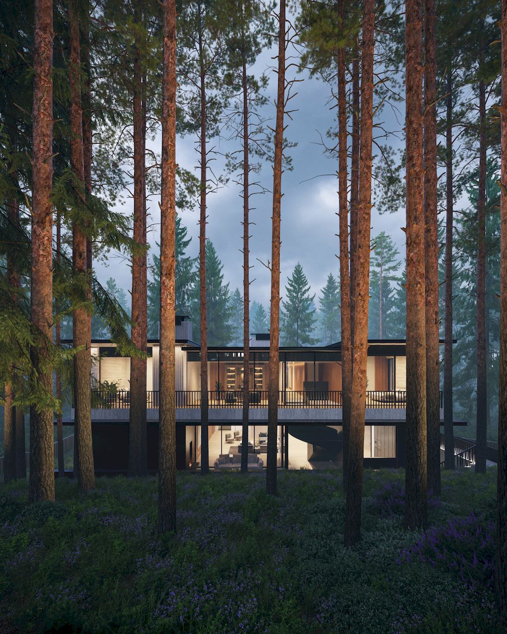 House with Four Views Integrates into Nature by Kerimov Architects