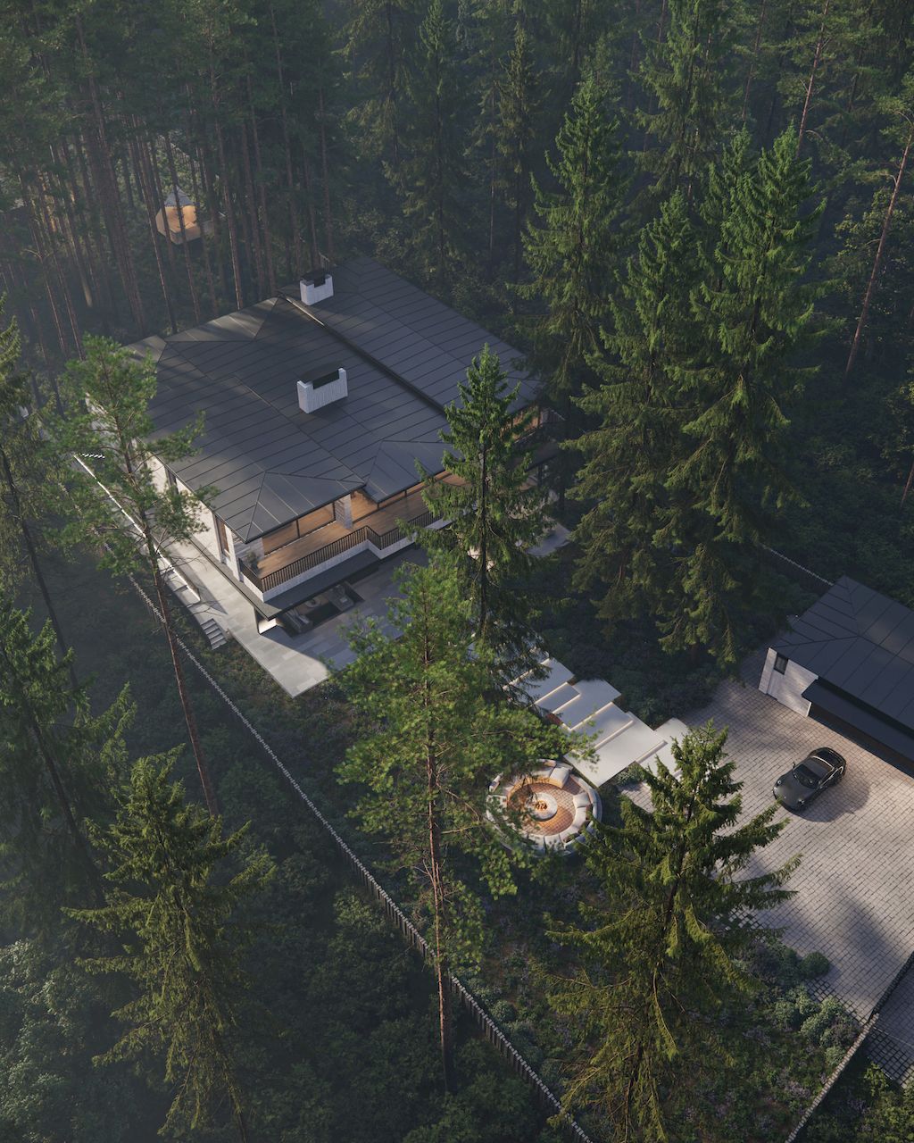 House with Four Views Integrates into Nature by Kerimov Architects