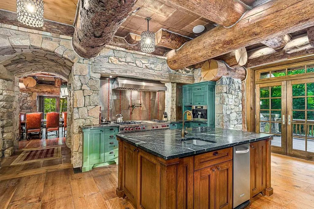 The Home in Millbrook is constructed of standing dead timber from the west and immense stone from Pennsylvania, now available for sale. This home located at 521 Stanford Rd, Millbrook, New York