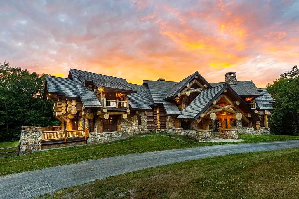 The Home in Millbrook is constructed of standing dead timber from the west and immense stone from Pennsylvania, now available for sale. This home located at 521 Stanford Rd, Millbrook, New York