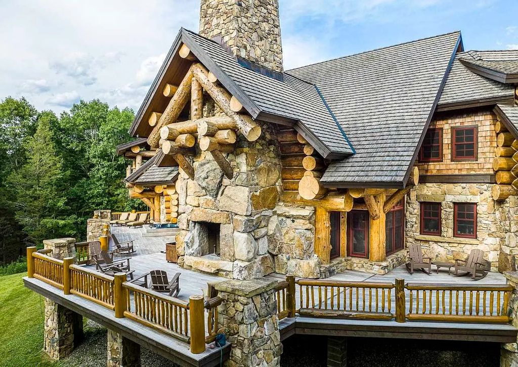 The Home in Millbrook is constructed of standing dead timber from the west and immense stone from Pennsylvania, now available for sale. This home located at 521 Stanford Rd, Millbrook, New York