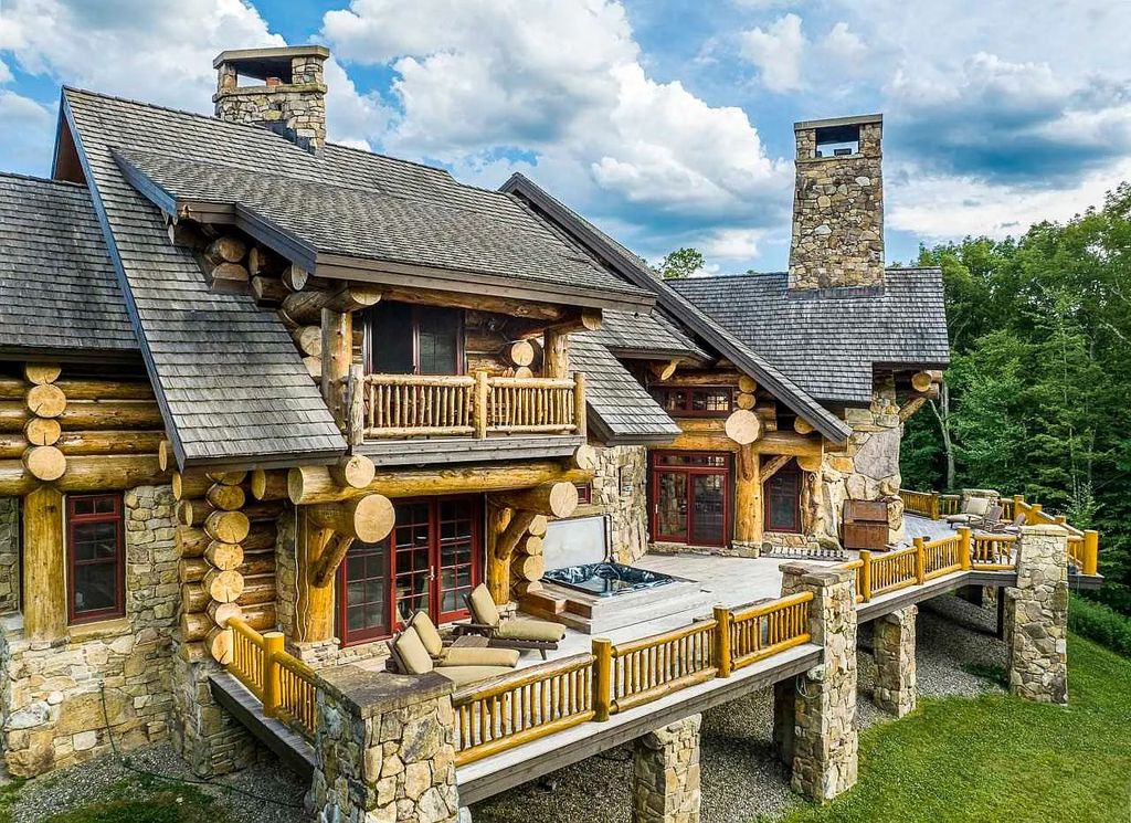 The Home in Millbrook is constructed of standing dead timber from the west and immense stone from Pennsylvania, now available for sale. This home located at 521 Stanford Rd, Millbrook, New York