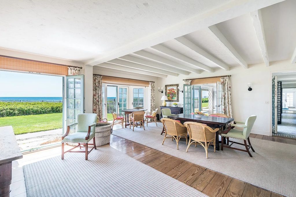 The House in East Hampton includes oceanside pool, extensive terraces and second floor deck taking full advantage of the panoramic views now available for sale. This home located at 201 Lily Pond Ln, East Hampton, New York
