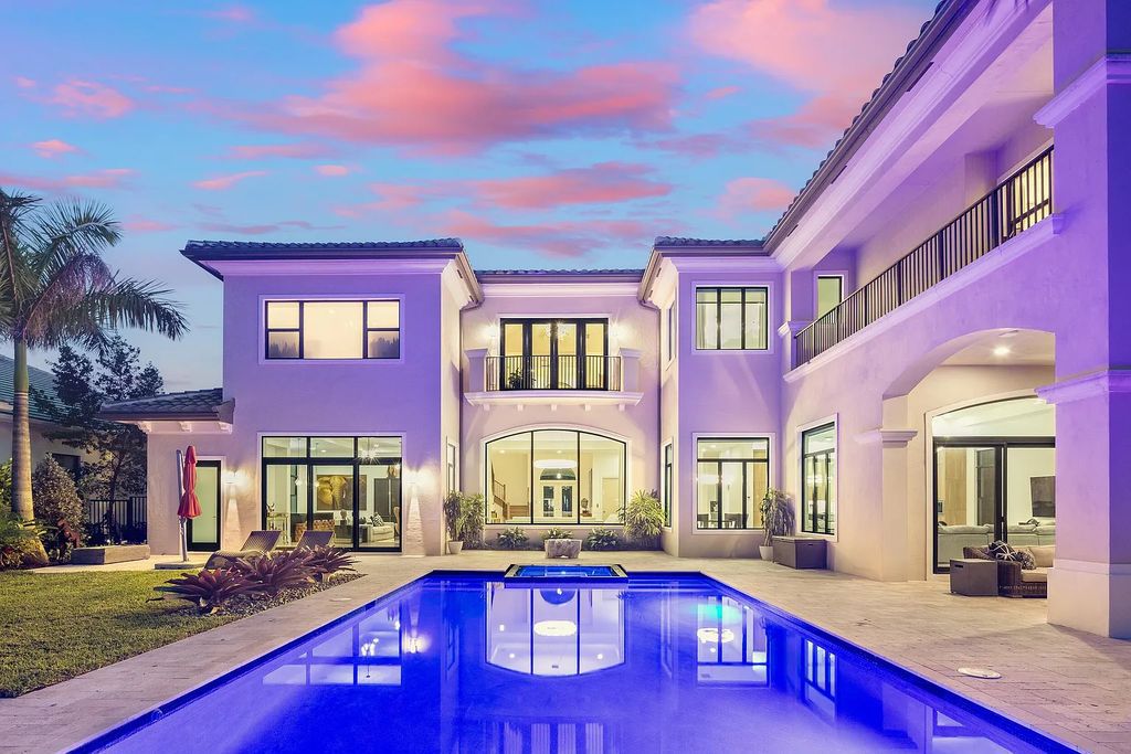 This 6-bedroom, 8-bathroom palazzo estate is located at 17206 Brulee Breeze Way, Boca Raton, Florida, and boasts 7,732 square feet of luxurious living space. The house is designed to offer clean lines, sophisticated design, and stunning finishes, with each space masterfully curated for luxurious living and gracious entertaining.