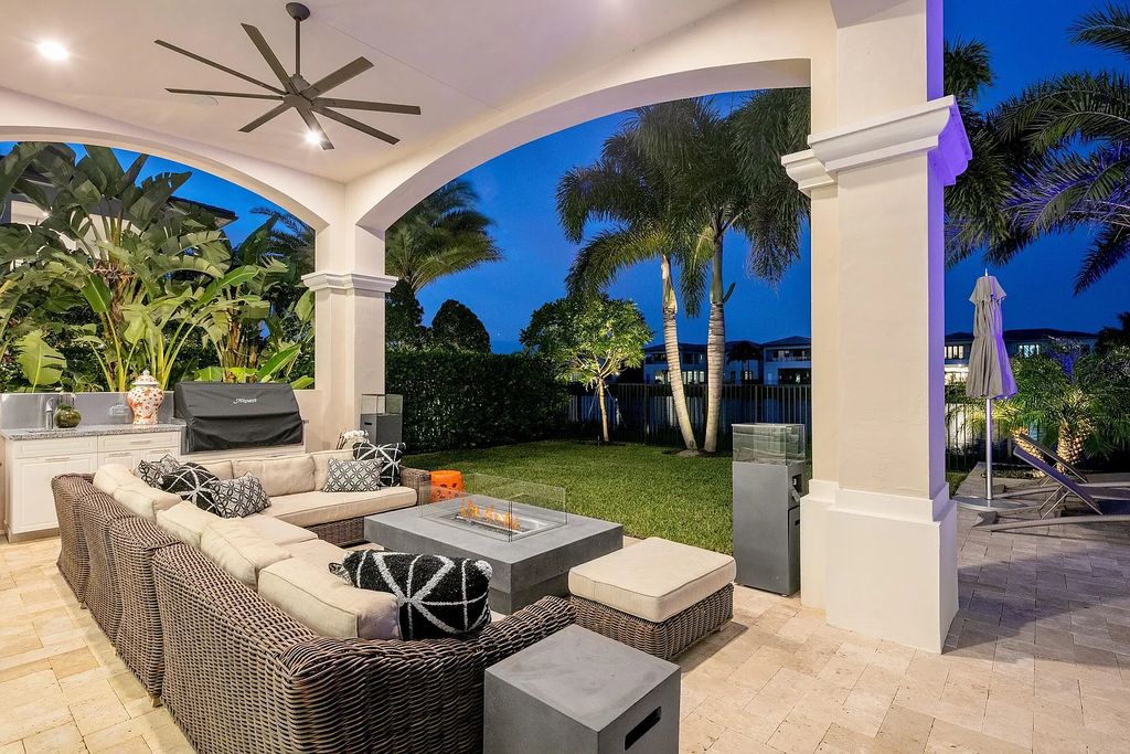 This 6-bedroom, 8-bathroom palazzo estate is located at 17206 Brulee Breeze Way, Boca Raton, Florida, and boasts 7,732 square feet of luxurious living space. The house is designed to offer clean lines, sophisticated design, and stunning finishes, with each space masterfully curated for luxurious living and gracious entertaining.