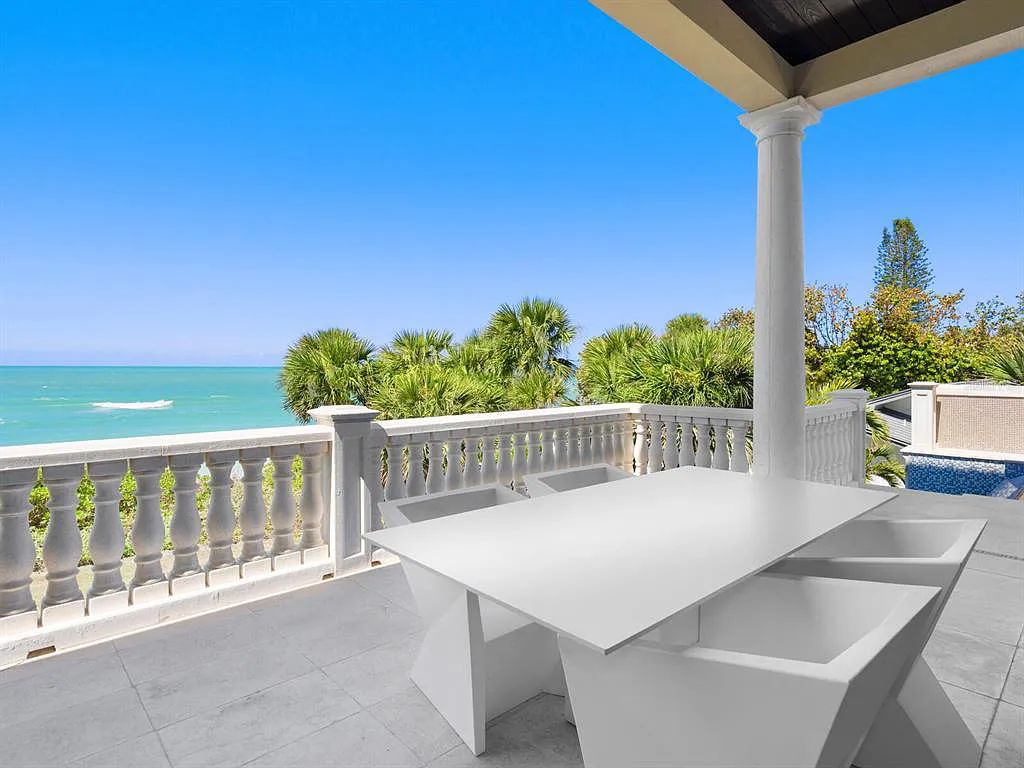 This stunning 2018-built gulf front estate is located at 3909 Casey Key Road in Nokomis, Florida. Boasting 4 bedrooms, 6 bathrooms, and a sprawling living space of 6,335 square feet on a 0.53-acre lot, this refined and elegant home offers breathtaking views of the Gulf of Mexico from the expansive walls of glass.