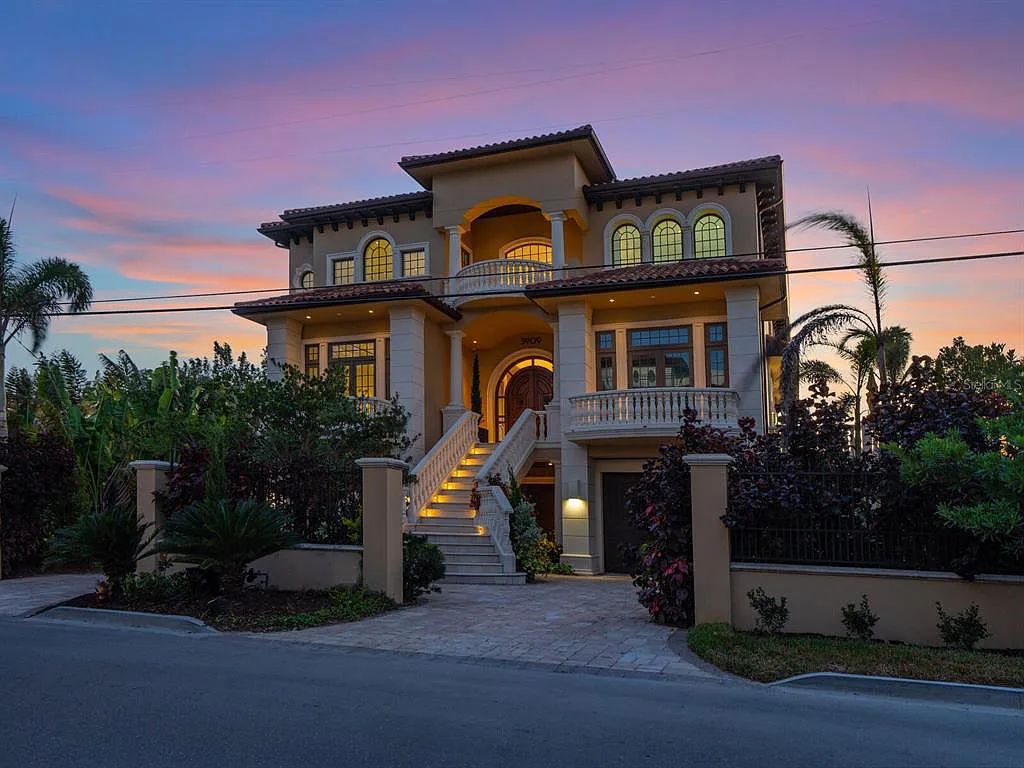 This stunning 2018-built gulf front estate is located at 3909 Casey Key Road in Nokomis, Florida. Boasting 4 bedrooms, 6 bathrooms, and a sprawling living space of 6,335 square feet on a 0.53-acre lot, this refined and elegant home offers breathtaking views of the Gulf of Mexico from the expansive walls of glass.
