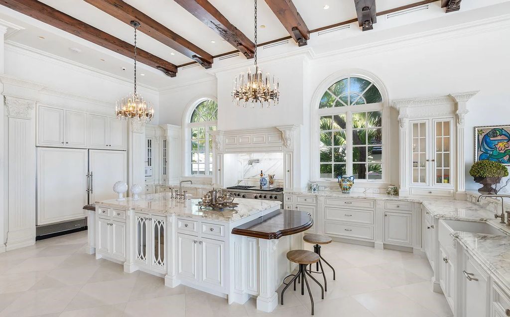 Located at 2325 S Ocean Boulevard in Delray Beach, Florida, this custom-built estate is a one-of-a-kind property. Boasting 9 bedrooms, 13.7 bathrooms, and stunning ocean views, it offers a range of luxurious features, including intricate marblework, artisan millwork, and custom finishes.