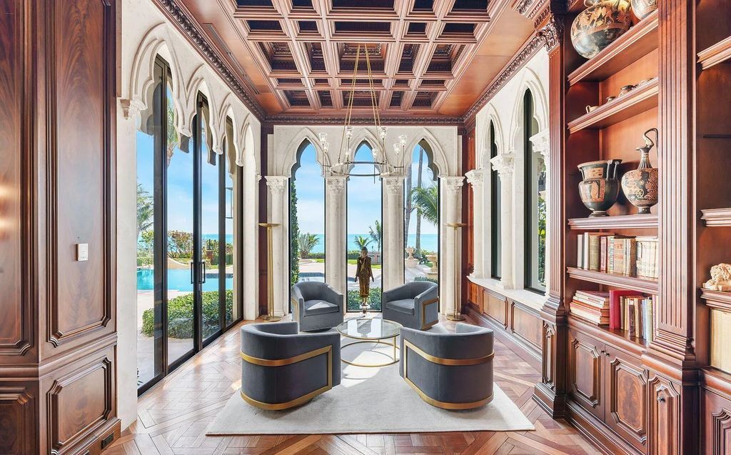 Located at 2325 S Ocean Boulevard in Delray Beach, Florida, this custom-built estate is a one-of-a-kind property. Boasting 9 bedrooms, 13.7 bathrooms, and stunning ocean views, it offers a range of luxurious features, including intricate marblework, artisan millwork, and custom finishes.