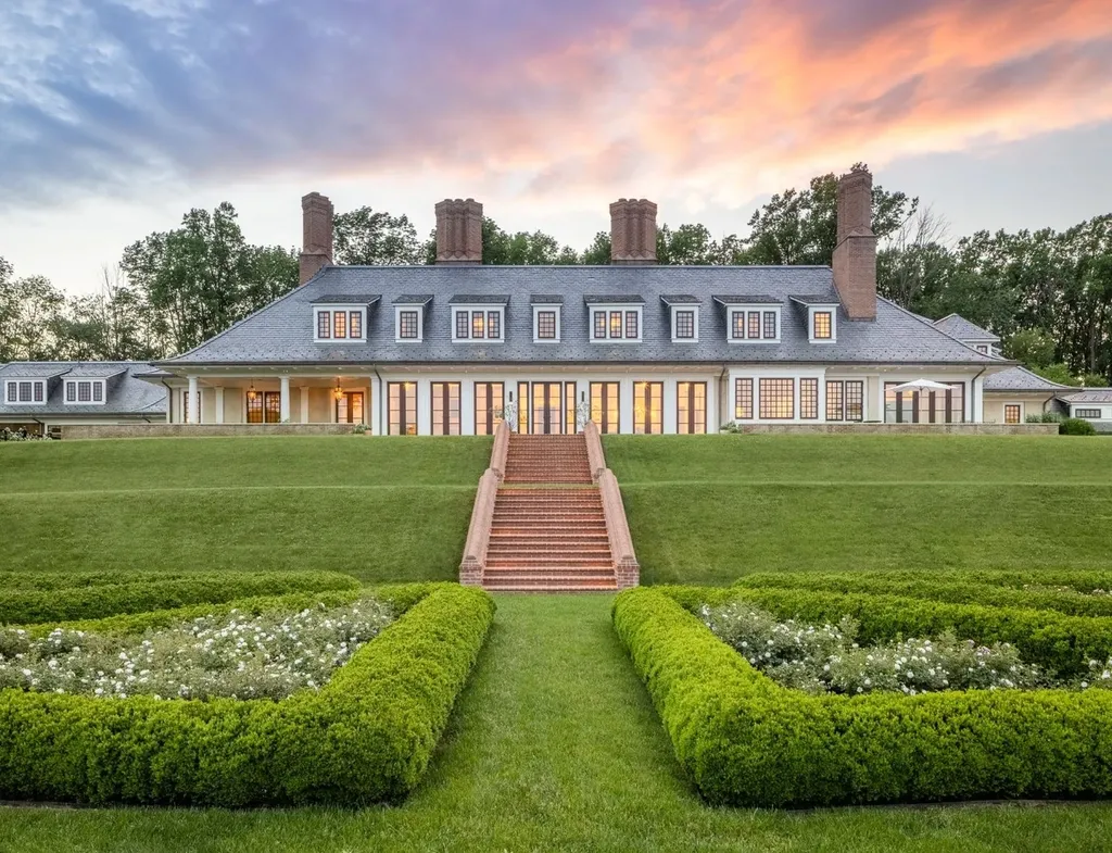 0 Meetinghouse Road, New Hope, Pennsylvania. Meticulously crafted by renowned professionals, this extraordinary estate is nestled in a coveted location off one of Bucks County's most desirable roads. Spanning 44 acres of serene privacy, the residence embodies timeless elegance and meticulous attention to detail. Designed by acclaimed architect Allan Greenberg and featuring the impeccable landscape work of Barbara Paca, this bespoke home seamlessly blends classical elements with modern sophistication.