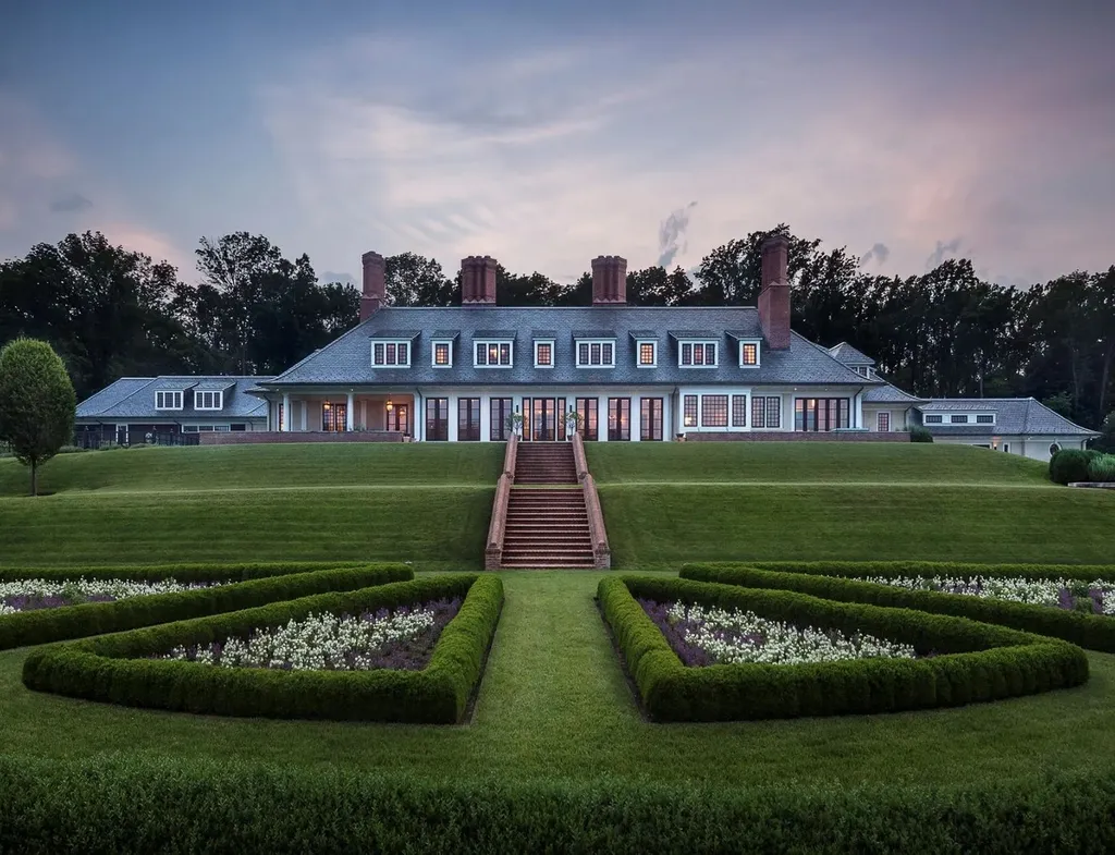 0 Meetinghouse Road, New Hope, Pennsylvania. Meticulously crafted by renowned professionals, this extraordinary estate is nestled in a coveted location off one of Bucks County's most desirable roads. Spanning 44 acres of serene privacy, the residence embodies timeless elegance and meticulous attention to detail. Designed by acclaimed architect Allan Greenberg and featuring the impeccable landscape work of Barbara Paca, this bespoke home seamlessly blends classical elements with modern sophistication.