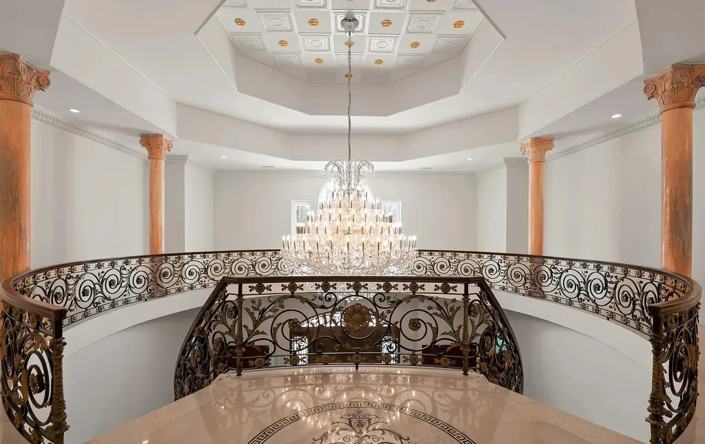 1284 Eagle Road Home in New Hope, Pennsylvania. Prepare to be mesmerized by this extraordinary palatial estate home nestled in the highly sought-after Upper Makefield area of Bucks County. Poised on 11+ acres and seamlessly integrated into the hillside of Jericho Mountain, this remarkable residence spans over 19,000 square feet, offering a level of detail and amenities that are truly unparalleled. A stunning example of French European architecture, this one-of-a-kind mansion boasts a myriad of exquisite features and finishes that will leave you in awe.