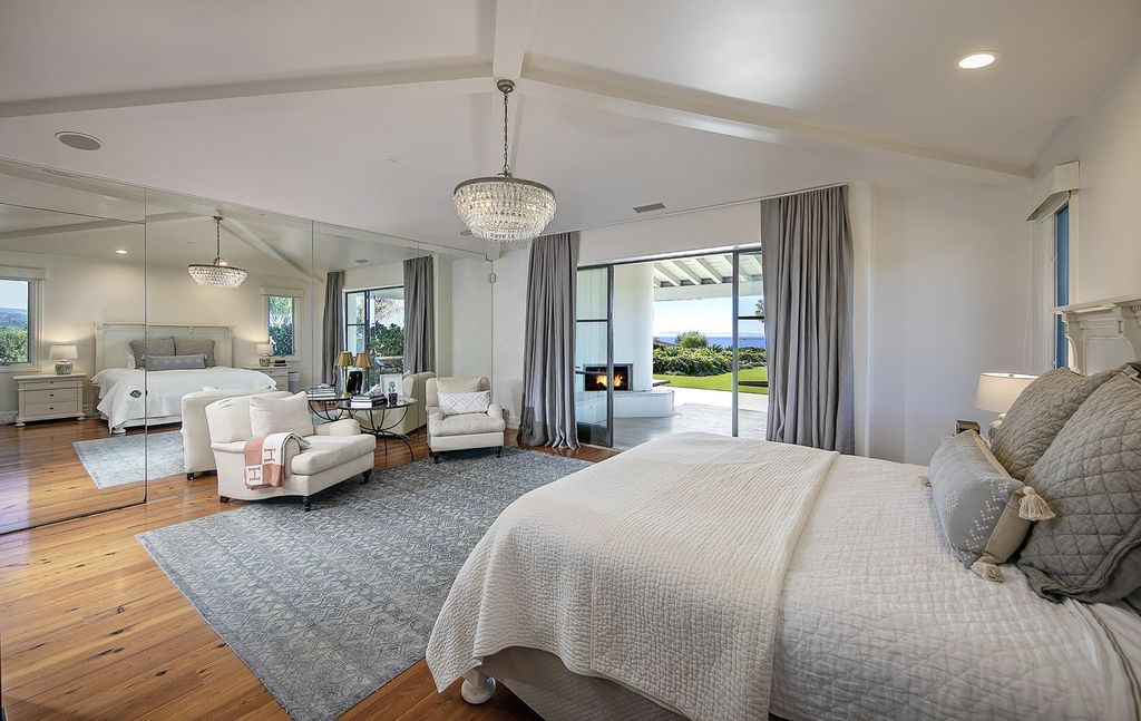 2170 Ortega Ranch Lane Home in Santa Barbara, California. Unwind in the lap of luxury at this newly renovated, single-level estate boasting breathtaking panoramic views that stretch across the horizon. Step inside to discover a world of elegance, where gracious rooms and covered terraces seamlessly connect with the awe-inspiring vistas. Designed for both entertainment and relaxation, this extraordinary home offers a harmonious blend of public and private spaces.