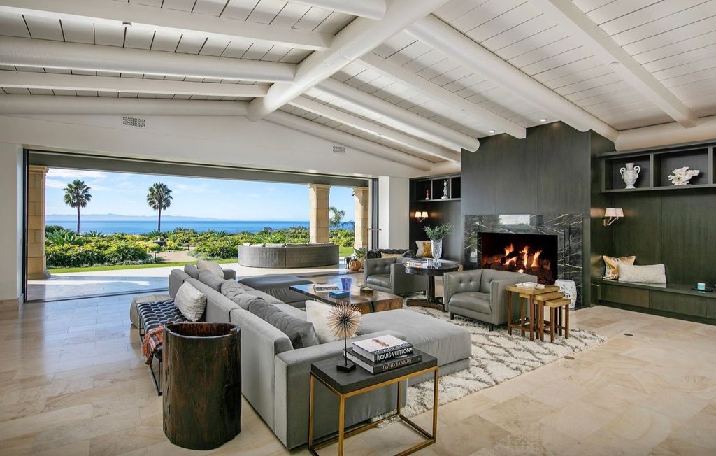 2170 Ortega Ranch Lane Home in Santa Barbara, California. Unwind in the lap of luxury at this newly renovated, single-level estate boasting breathtaking panoramic views that stretch across the horizon. Step inside to discover a world of elegance, where gracious rooms and covered terraces seamlessly connect with the awe-inspiring vistas. Designed for both entertainment and relaxation, this extraordinary home offers a harmonious blend of public and private spaces.