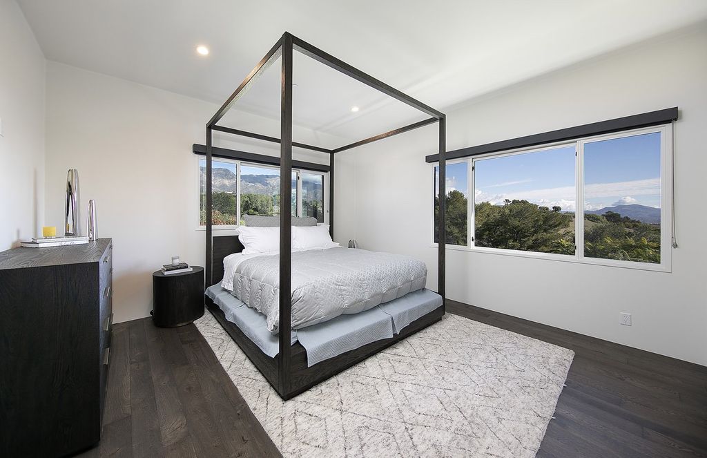 2170 Ortega Ranch Lane Home in Santa Barbara, California. Unwind in the lap of luxury at this newly renovated, single-level estate boasting breathtaking panoramic views that stretch across the horizon. Step inside to discover a world of elegance, where gracious rooms and covered terraces seamlessly connect with the awe-inspiring vistas. Designed for both entertainment and relaxation, this extraordinary home offers a harmonious blend of public and private spaces.