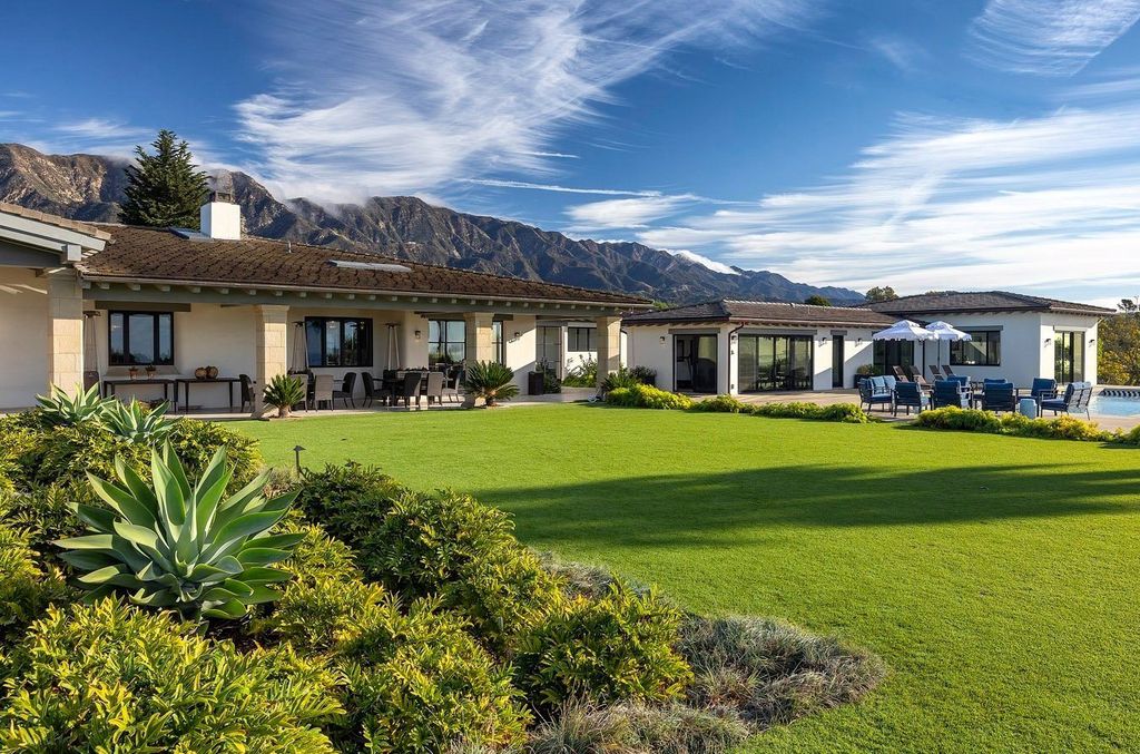 2170 Ortega Ranch Lane Home in Santa Barbara, California. Unwind in the lap of luxury at this newly renovated, single-level estate boasting breathtaking panoramic views that stretch across the horizon. Step inside to discover a world of elegance, where gracious rooms and covered terraces seamlessly connect with the awe-inspiring vistas. Designed for both entertainment and relaxation, this extraordinary home offers a harmonious blend of public and private spaces.