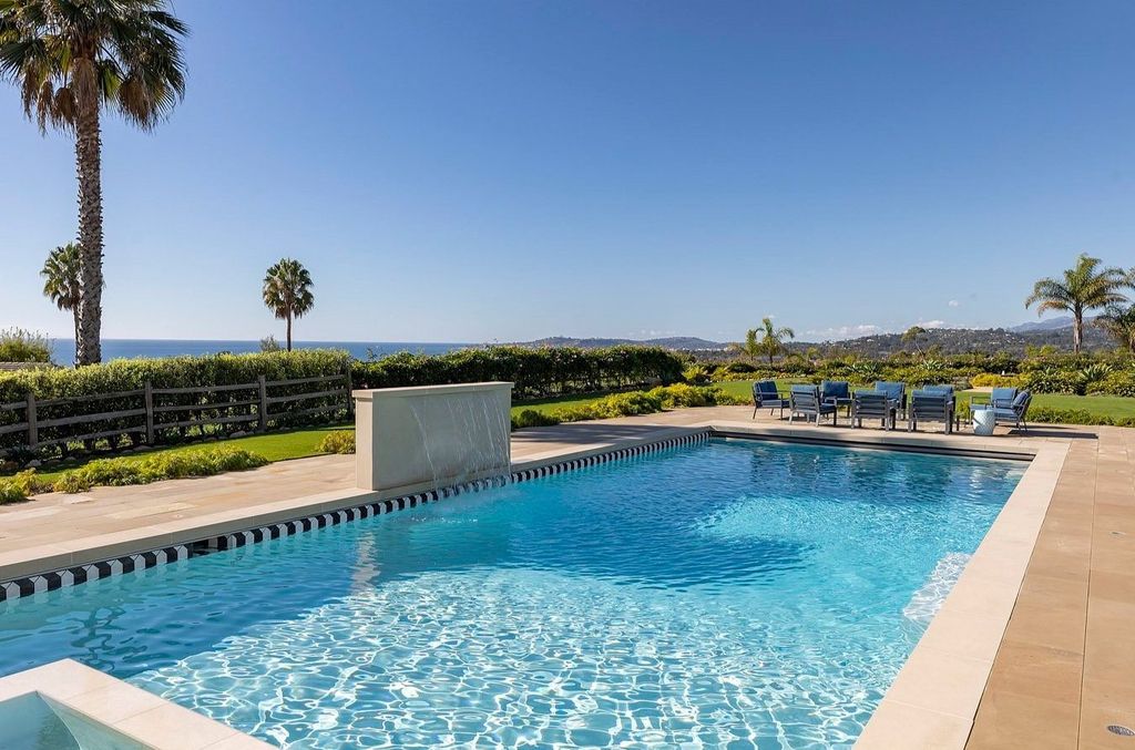 2170 Ortega Ranch Lane Home in Santa Barbara, California. Unwind in the lap of luxury at this newly renovated, single-level estate boasting breathtaking panoramic views that stretch across the horizon. Step inside to discover a world of elegance, where gracious rooms and covered terraces seamlessly connect with the awe-inspiring vistas. Designed for both entertainment and relaxation, this extraordinary home offers a harmonious blend of public and private spaces.
