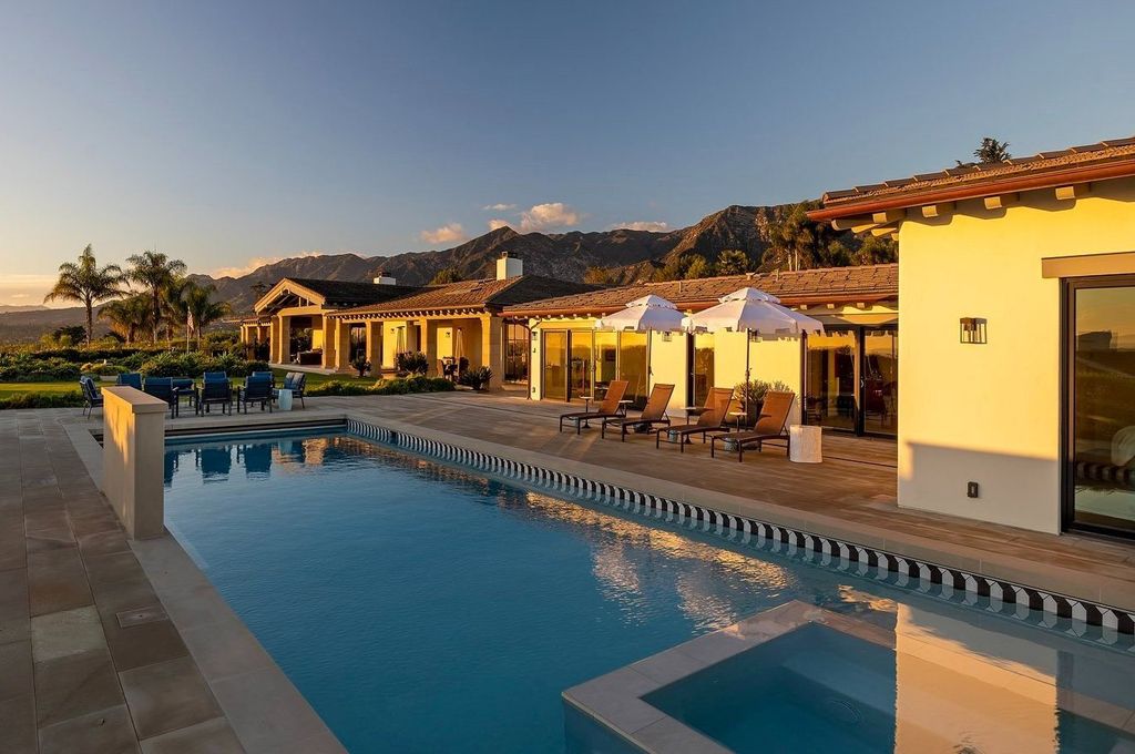 2170 Ortega Ranch Lane Home in Santa Barbara, California. Unwind in the lap of luxury at this newly renovated, single-level estate boasting breathtaking panoramic views that stretch across the horizon. Step inside to discover a world of elegance, where gracious rooms and covered terraces seamlessly connect with the awe-inspiring vistas. Designed for both entertainment and relaxation, this extraordinary home offers a harmonious blend of public and private spaces.