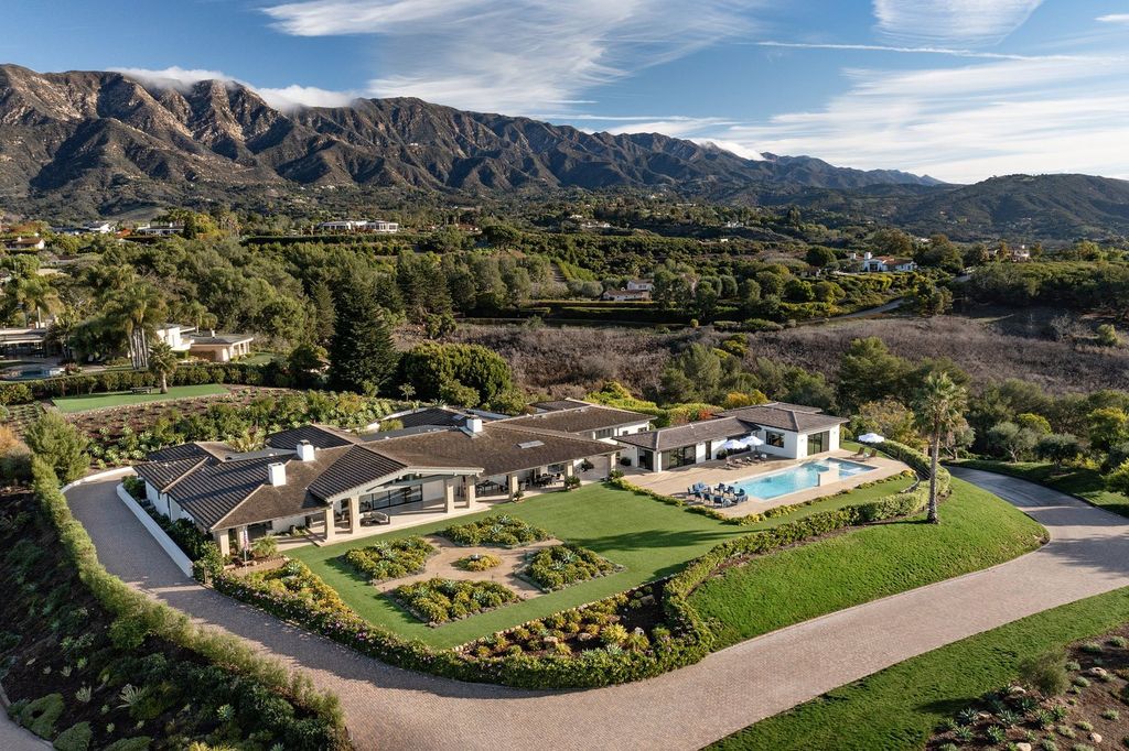 2170 Ortega Ranch Lane Home in Santa Barbara, California. Unwind in the lap of luxury at this newly renovated, single-level estate boasting breathtaking panoramic views that stretch across the horizon. Step inside to discover a world of elegance, where gracious rooms and covered terraces seamlessly connect with the awe-inspiring vistas. Designed for both entertainment and relaxation, this extraordinary home offers a harmonious blend of public and private spaces.