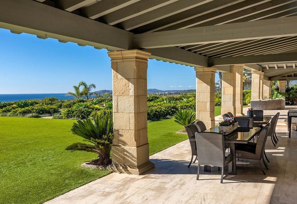 2170 Ortega Ranch Lane Home in Santa Barbara, California. Unwind in the lap of luxury at this newly renovated, single-level estate boasting breathtaking panoramic views that stretch across the horizon. Step inside to discover a world of elegance, where gracious rooms and covered terraces seamlessly connect with the awe-inspiring vistas. Designed for both entertainment and relaxation, this extraordinary home offers a harmonious blend of public and private spaces.